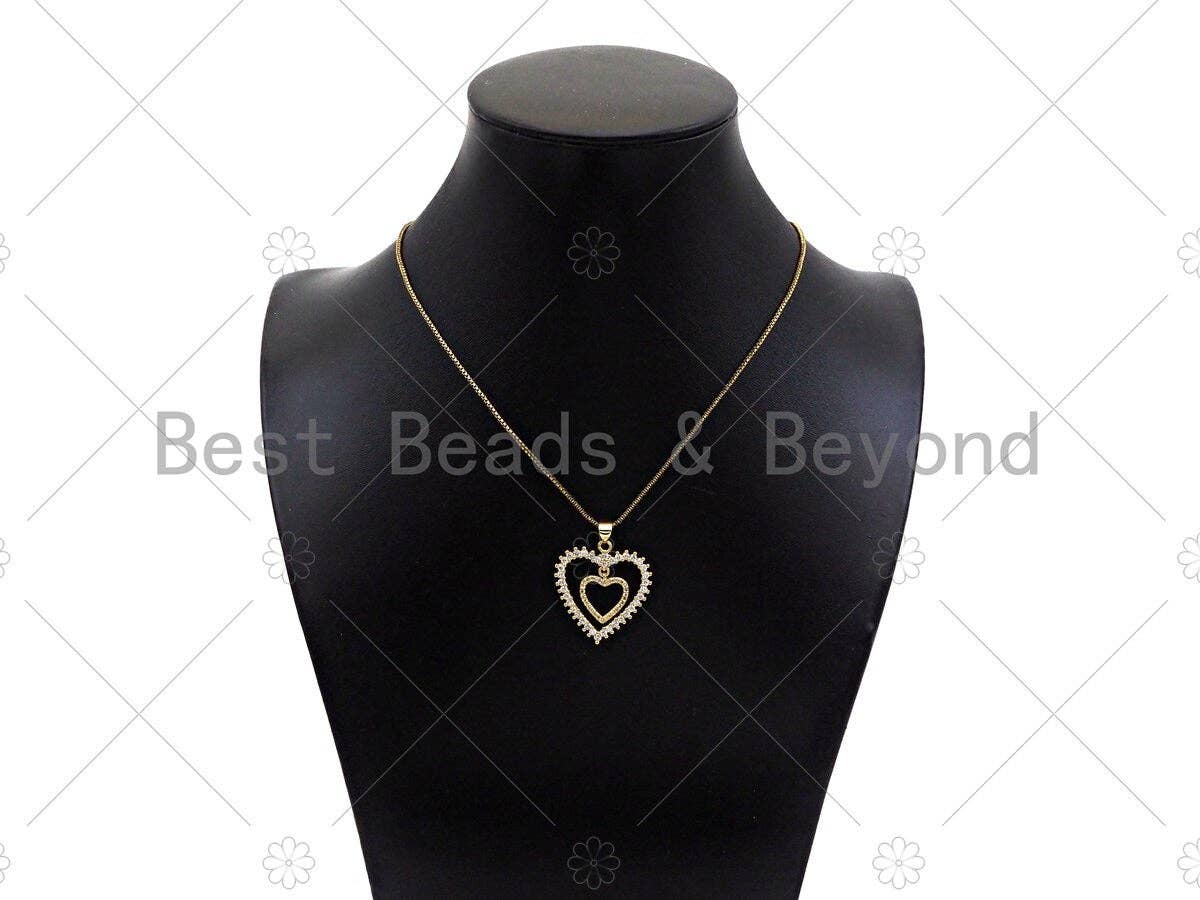 Gold Filled CZ Micro Pave Heart Shape Pendant, 18K Gold Filled Charm, Necklace Bracelet Charm Pendant,26x28mm,Sku#LD94