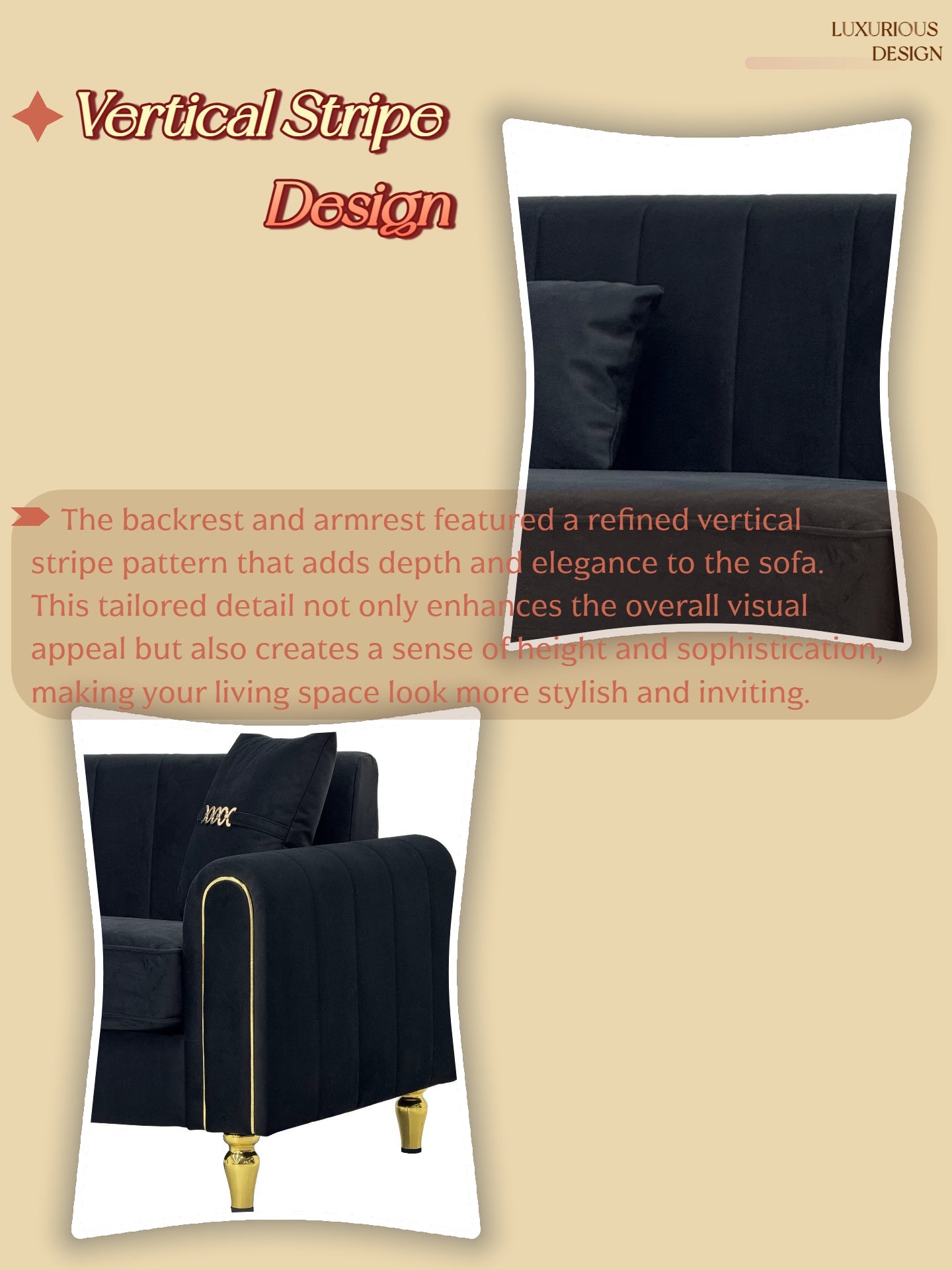 FX-P11-BK Modern 3-Seater Sofa Couch
