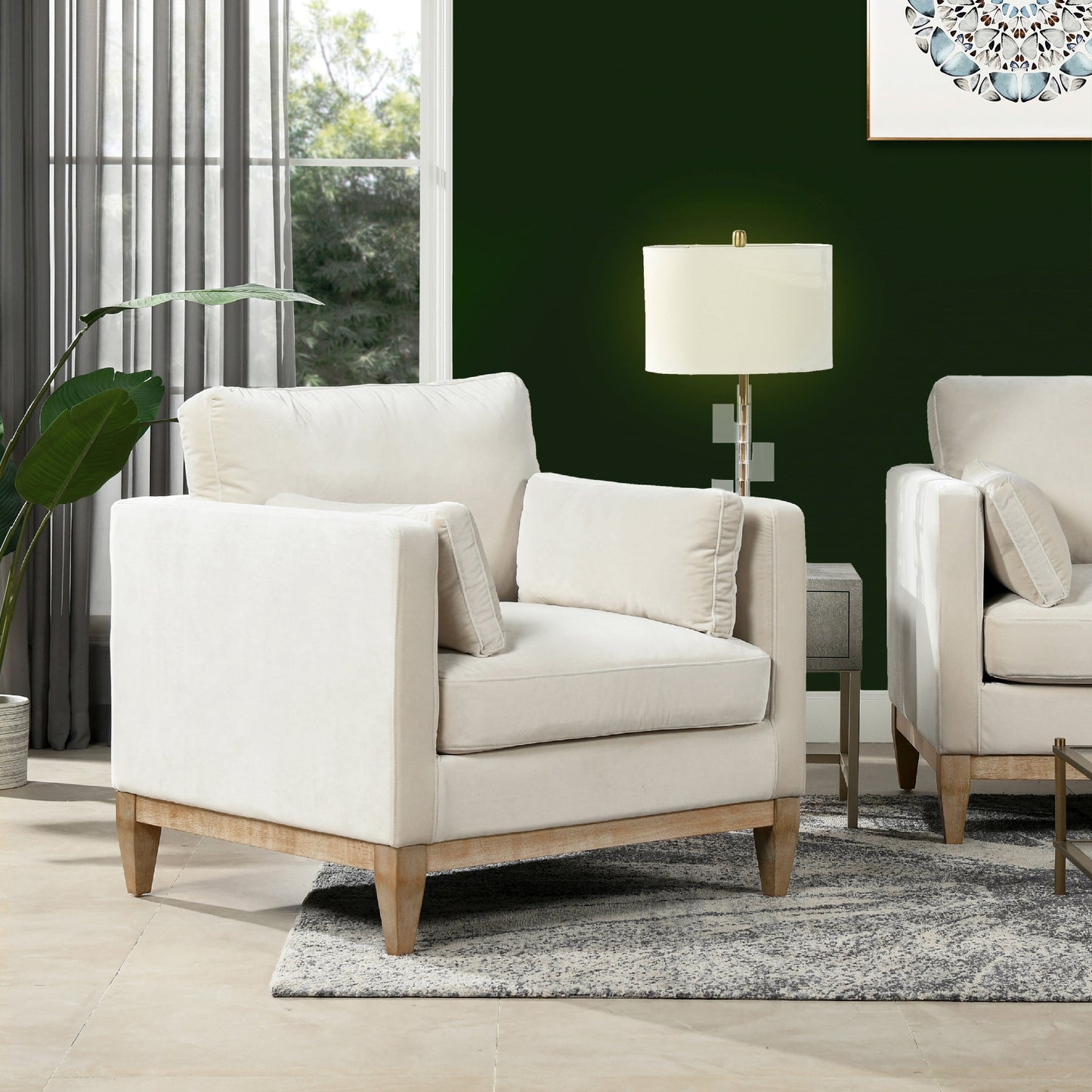 Knox 36" Modern Farmhouse Arm Chair in French Velvet