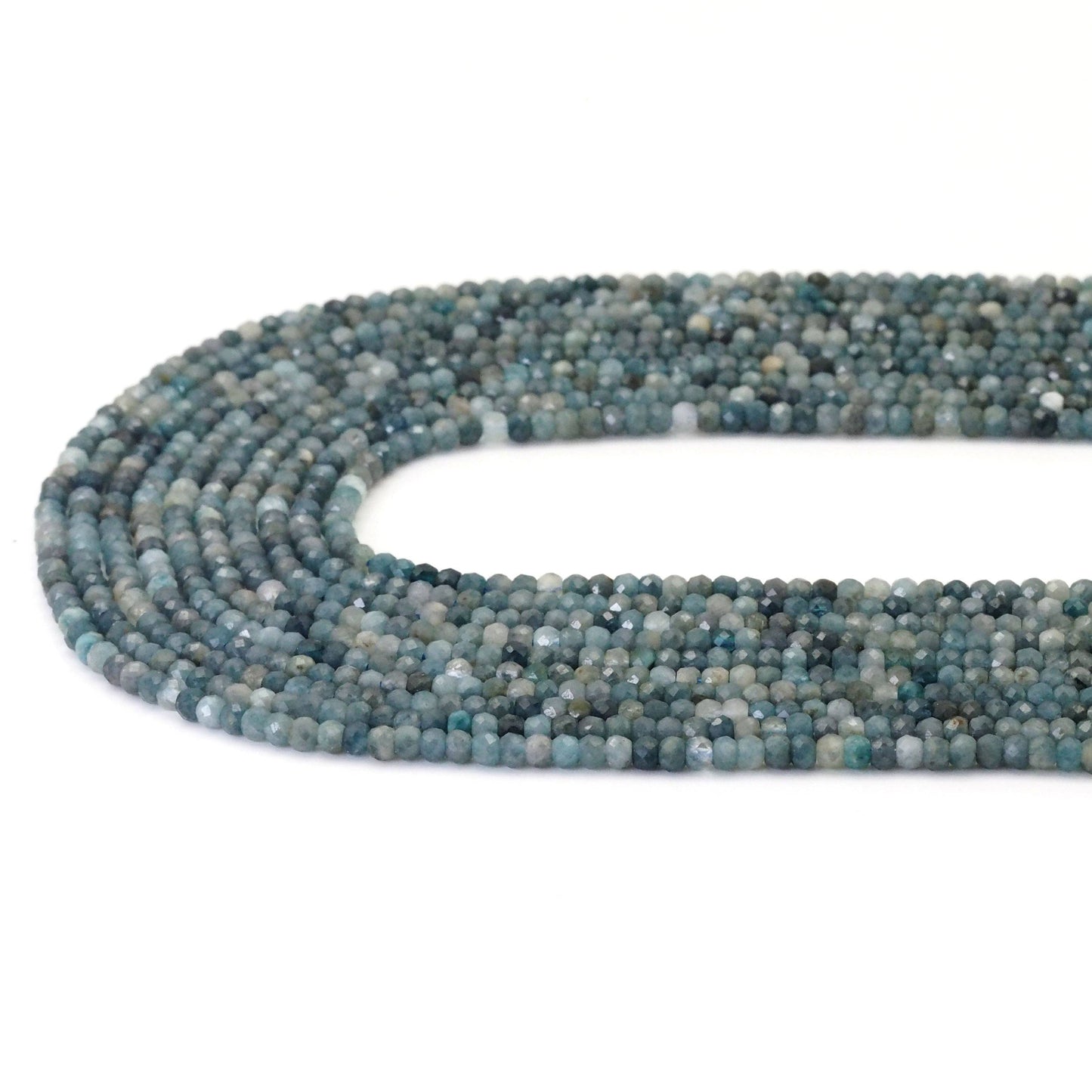 Genuine Blue Tourmaline Faceted Rondelle Beads, Sku#U1697