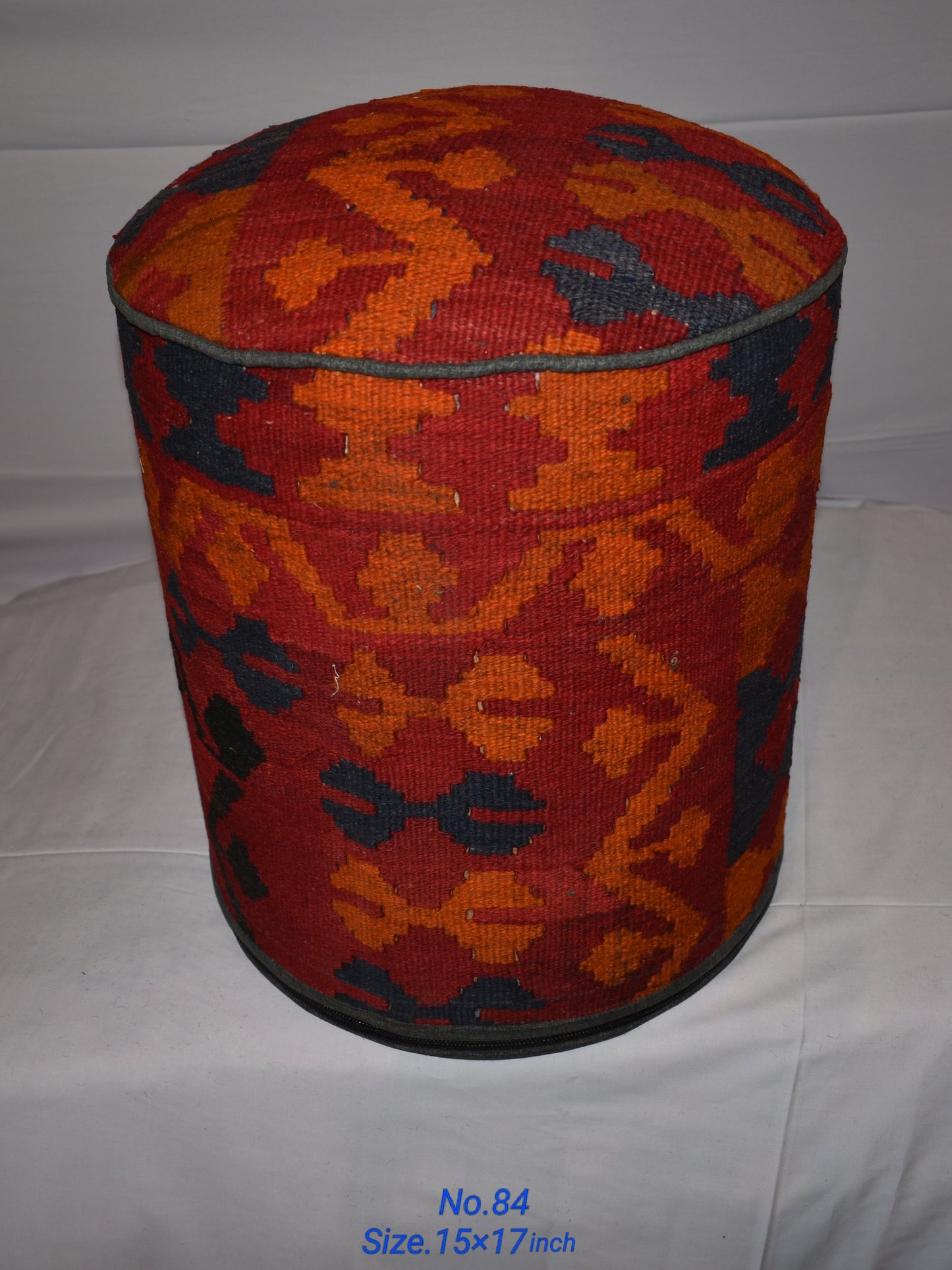 One of a Kind Kilim Rug Pouf Ottoman foot stool - #84