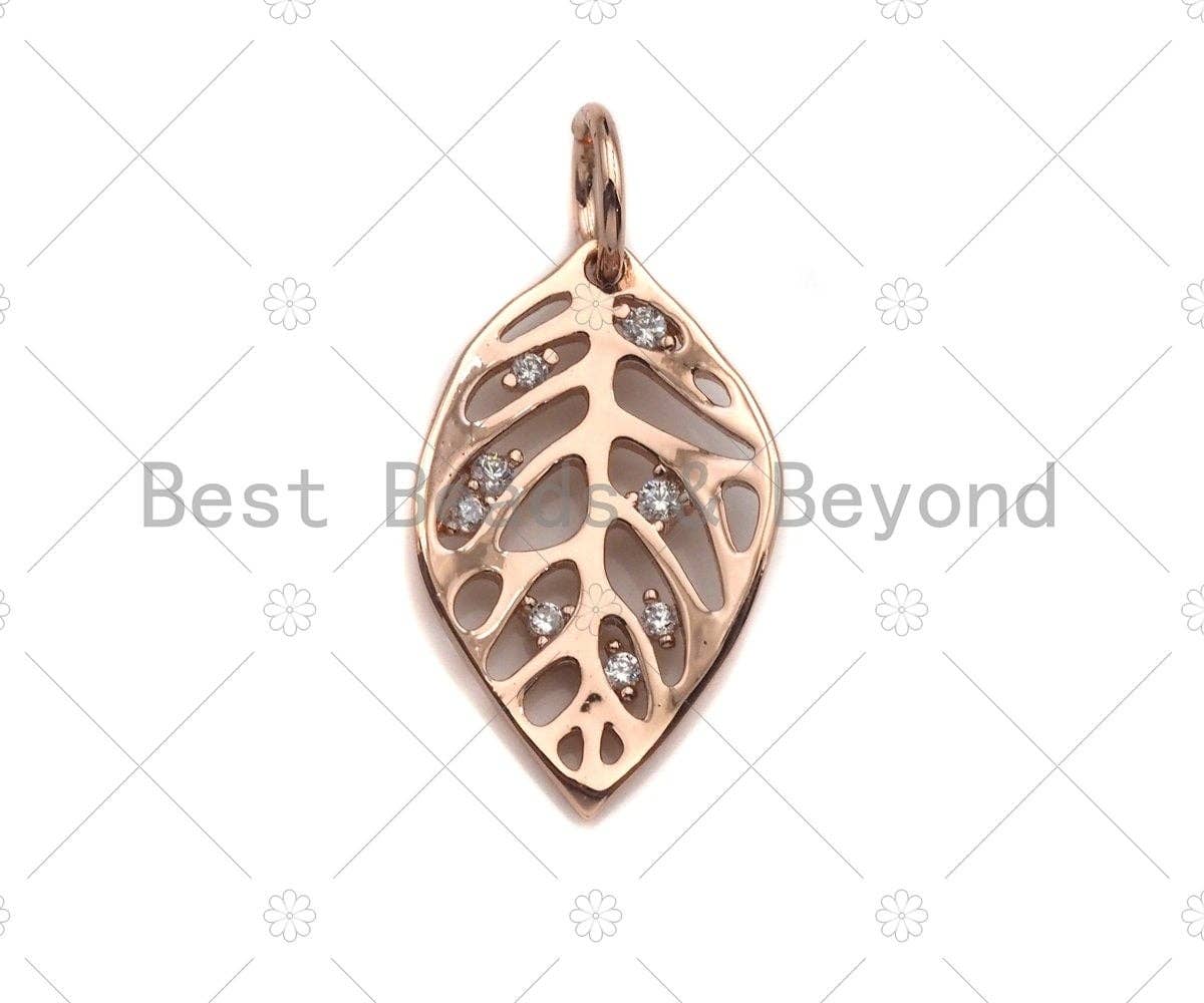 Leaf Shape Charms, Gold Silver Rose Gold Leaf Charms, Leaf Pendant, Leaf Necklace Charms, 10x16mm, Sku#Y338