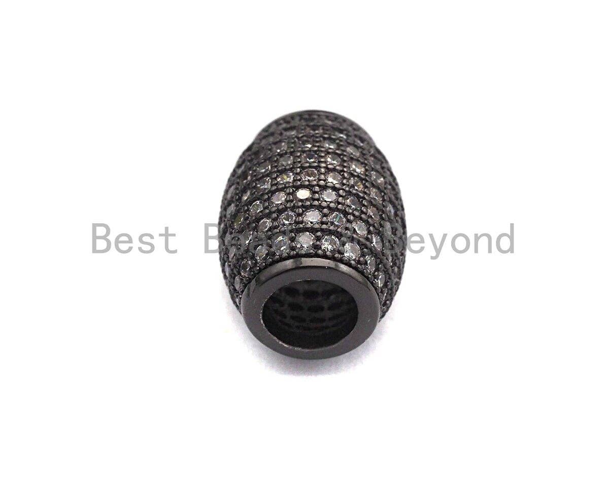 CZ Micro Pave Large Hole Drum Barrel Spacer Beads for Bracelet/Necklace, Cubic Zirconia Big Hole Spacer Beads, 10x12mm, sku#X106