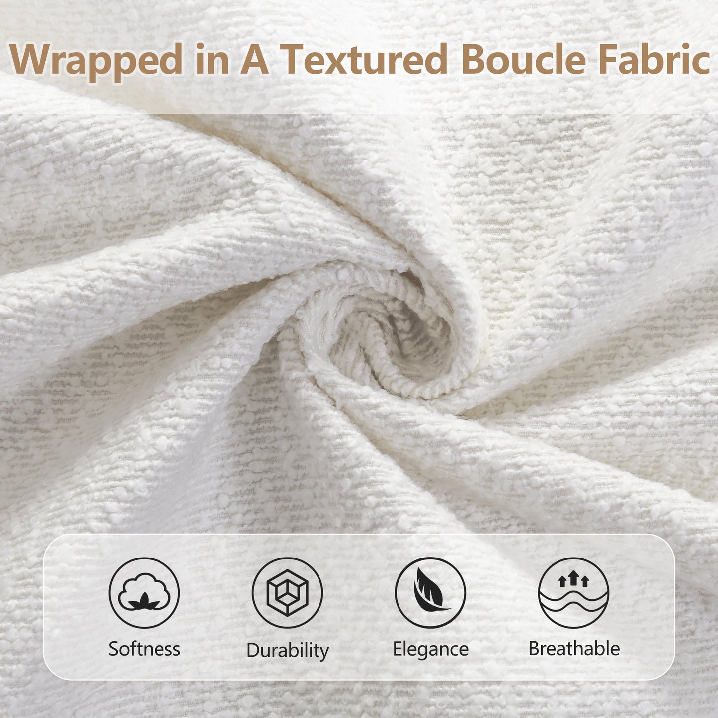 King Size Bed Frame with Boucle Fabric