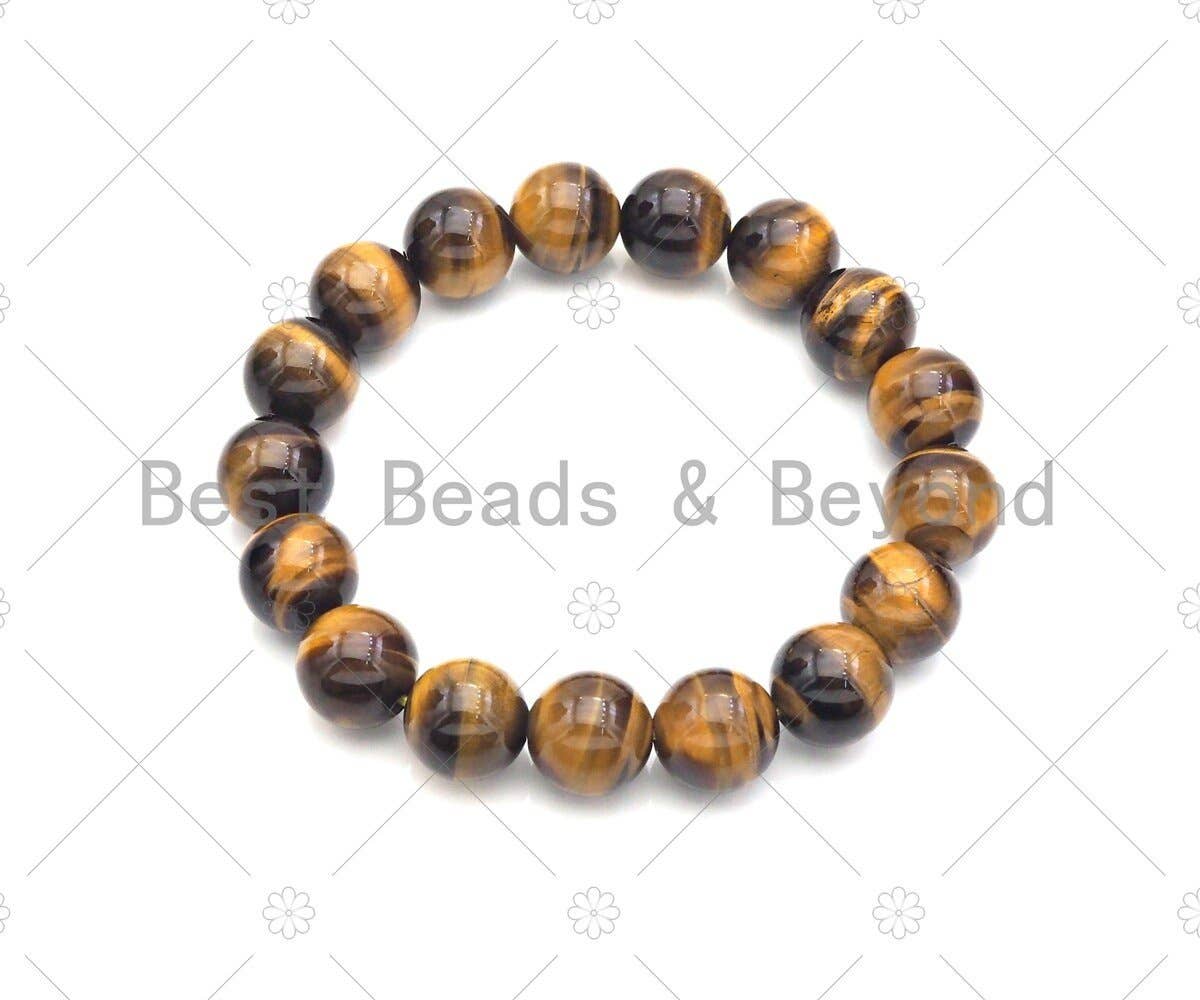 Yellow Tiger Eye Stretchy Bracelet, Sku#U1087