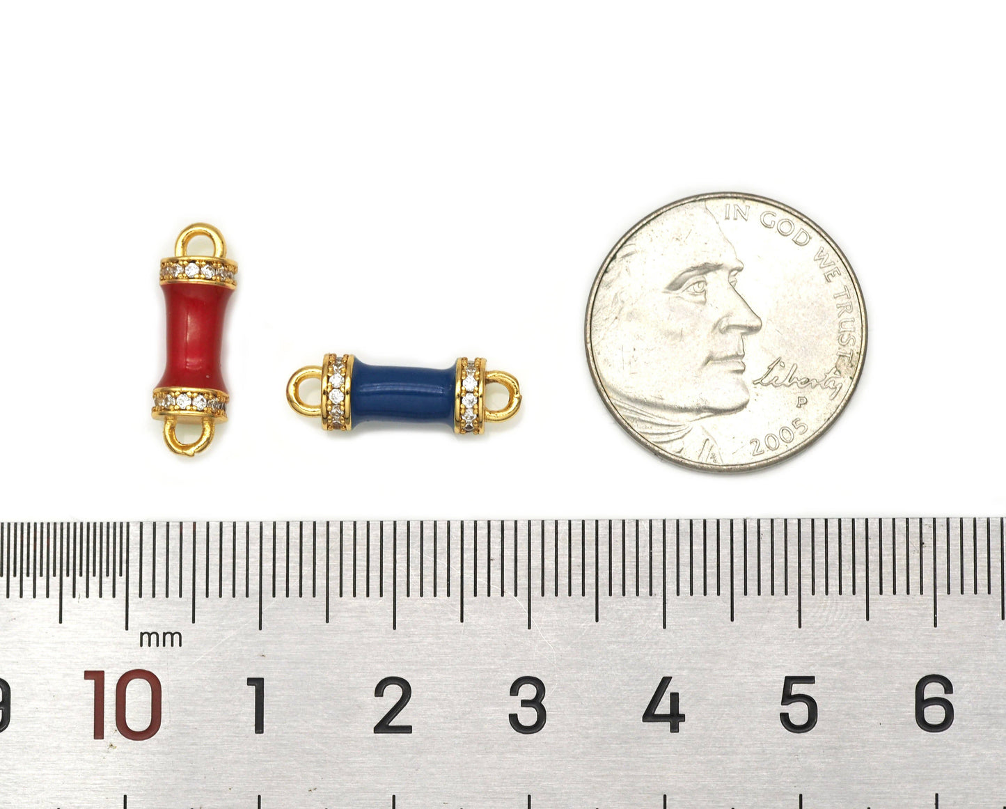 CZ Enamel Tube Shape Connector, Sku#LK595