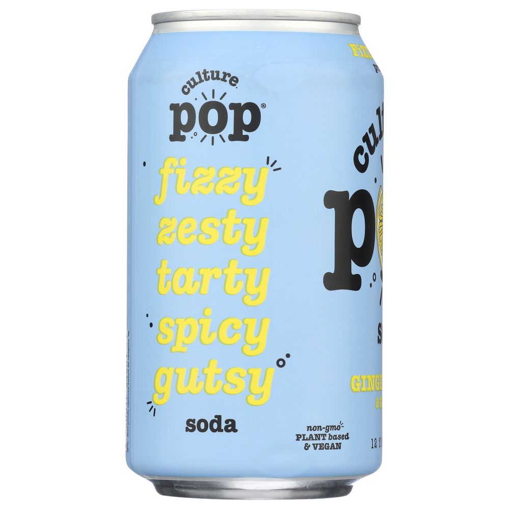 CULTURE POP: Ginger Lemon & Turmeric Probiotic Soda, 12 fo