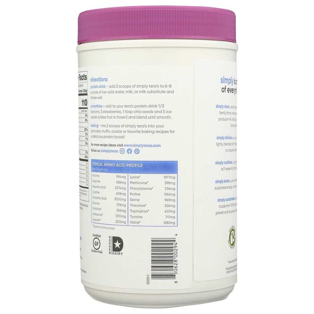 TERA'S WHEY: Bourbon Vanilla RBGH Free Whey Protein, 24 oz