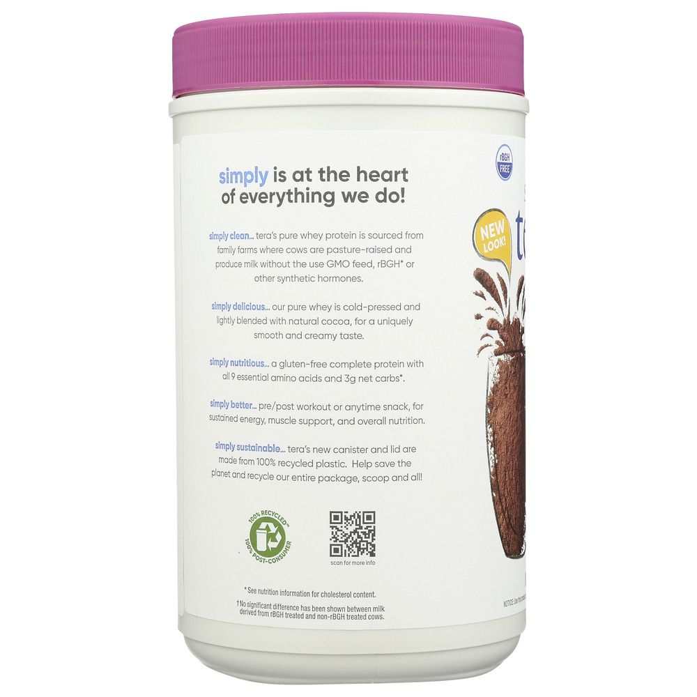 TERA'S WHEY: rBGH Free FairTrade Certified Dark Chocolate Coco Protein