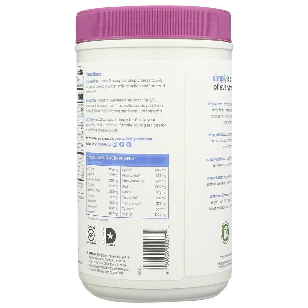TERA'S WHEY: rBGH Free FairTrade Certified Dark Chocolate Coco Protein