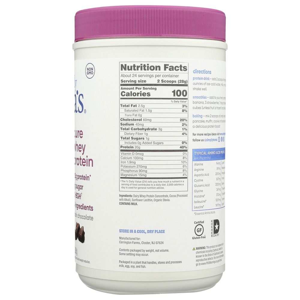 TERA'S WHEY: rBGH Free FairTrade Certified Dark Chocolate Coco Protein