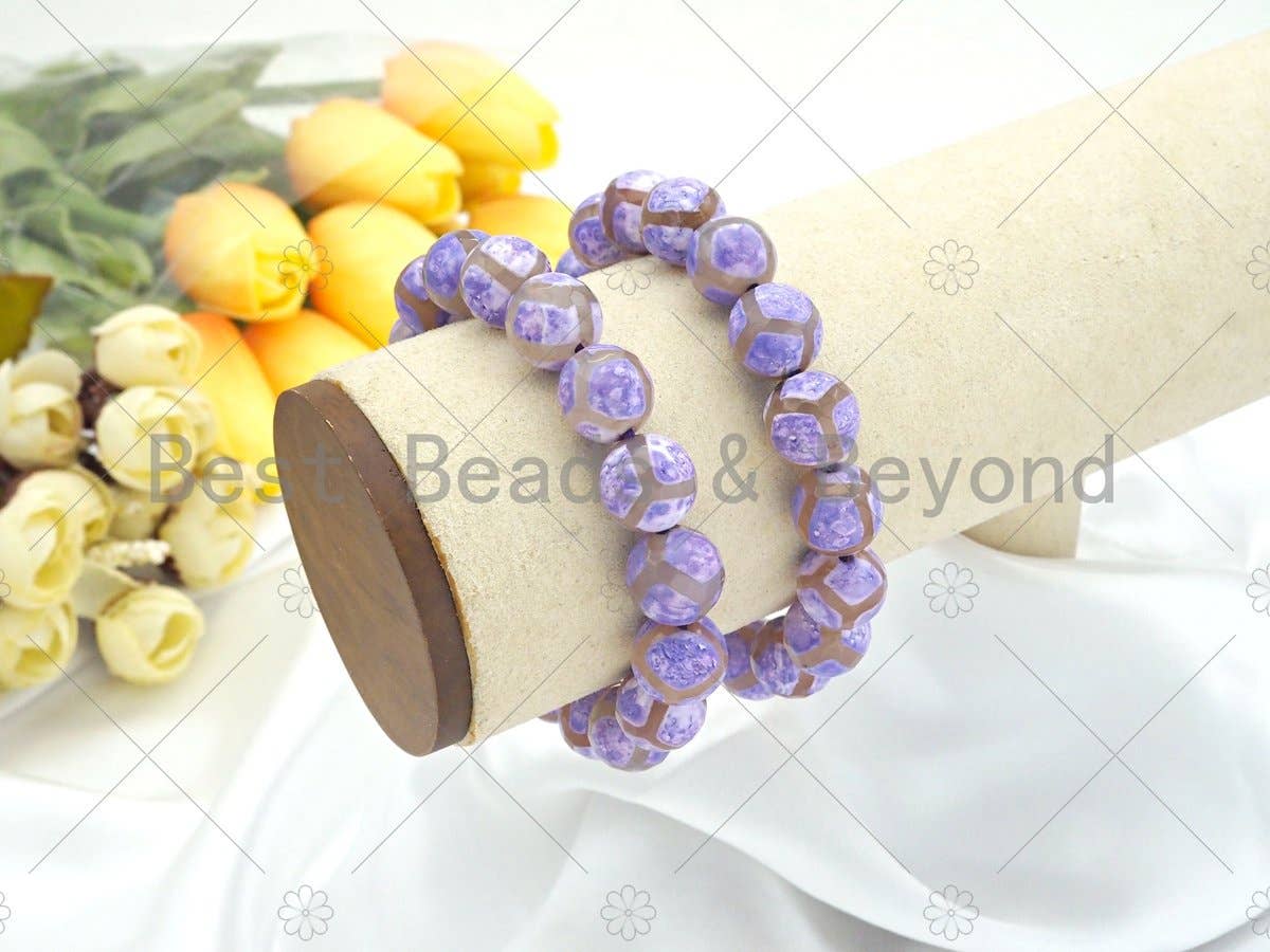 Natural Purple Tibetan Agate Stretchy Bracelet, sku#U1124