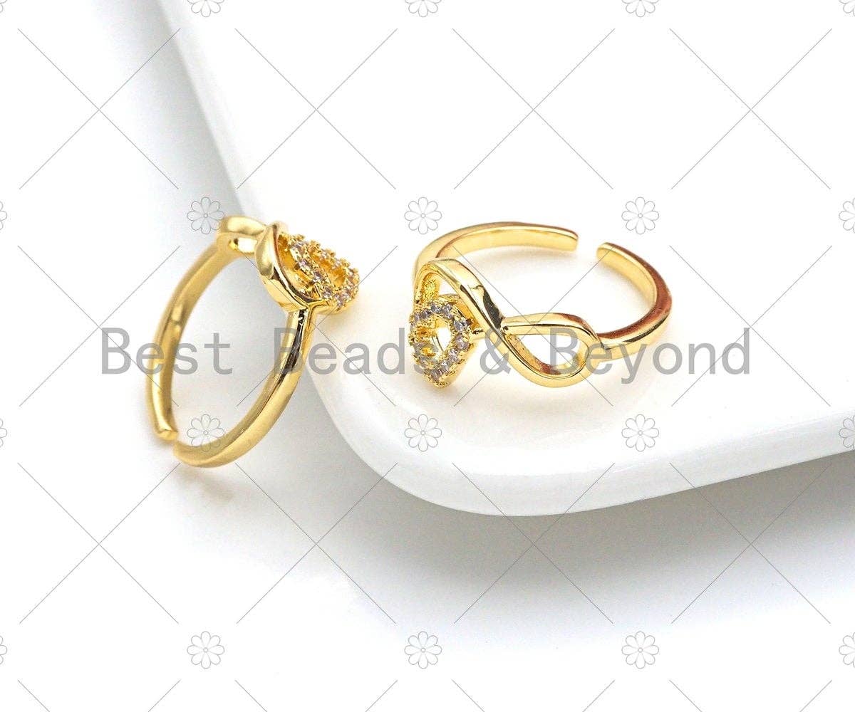 Infinity Heart Ring, Gold Open Ring, Pave ring, Statement Ring, Bridesmaid Gift, Dainty Heart Ring, Wedding Ring, sku#JL22