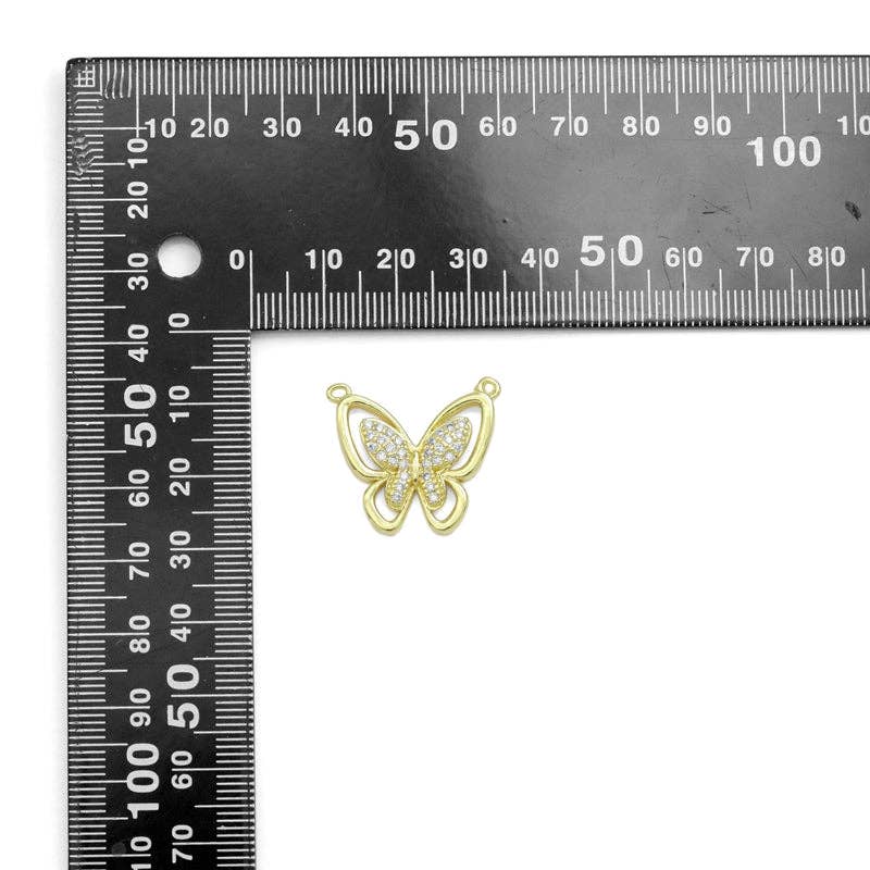 CZ Butterfly Connector Charm, Sku#LK920