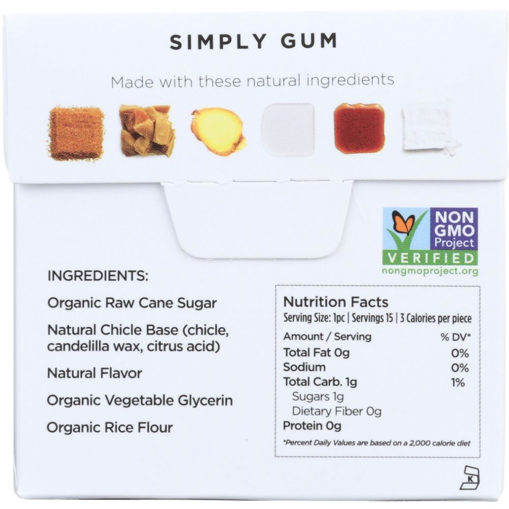 SIMPLY: Natural Ginger Gum, 15 pc