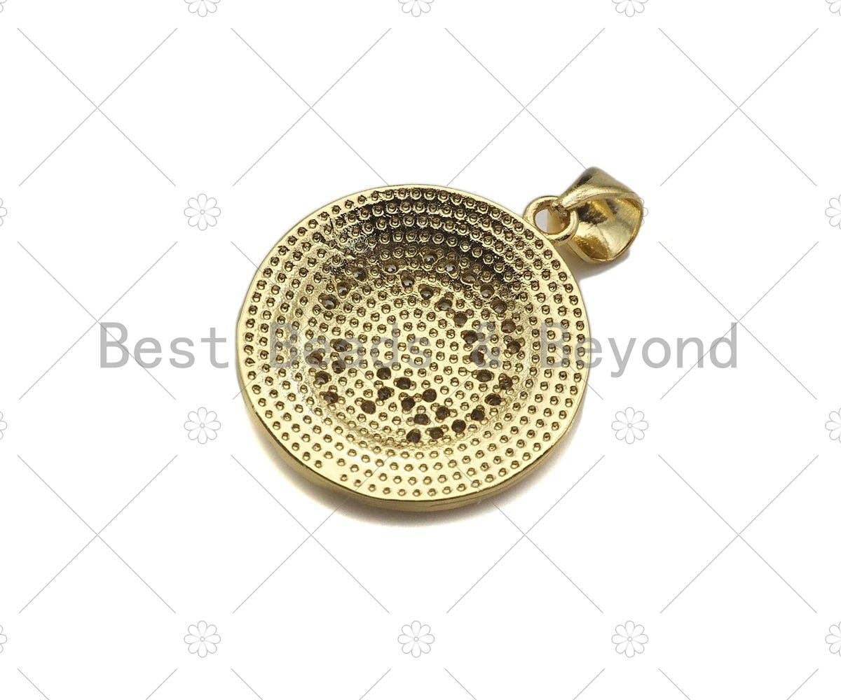 18k Dainty Gold Enamel Evil Eye On Round Coin Shape Charms, Dainty Charms, Gold Pendant, Necklace Charms, 18x20mm, Sku#LK169