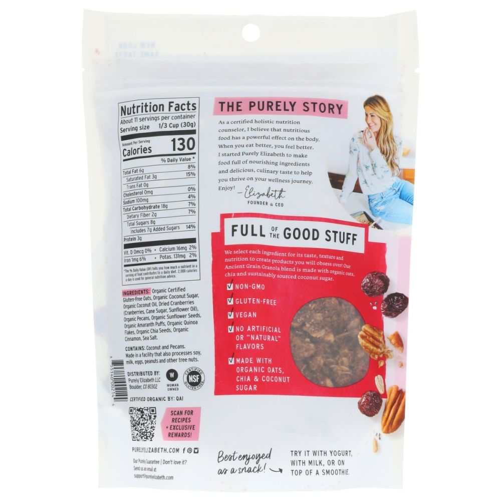 PURELY ELIZABETH: Cranberry Pecan Ancient Grain Granola, 12 oz