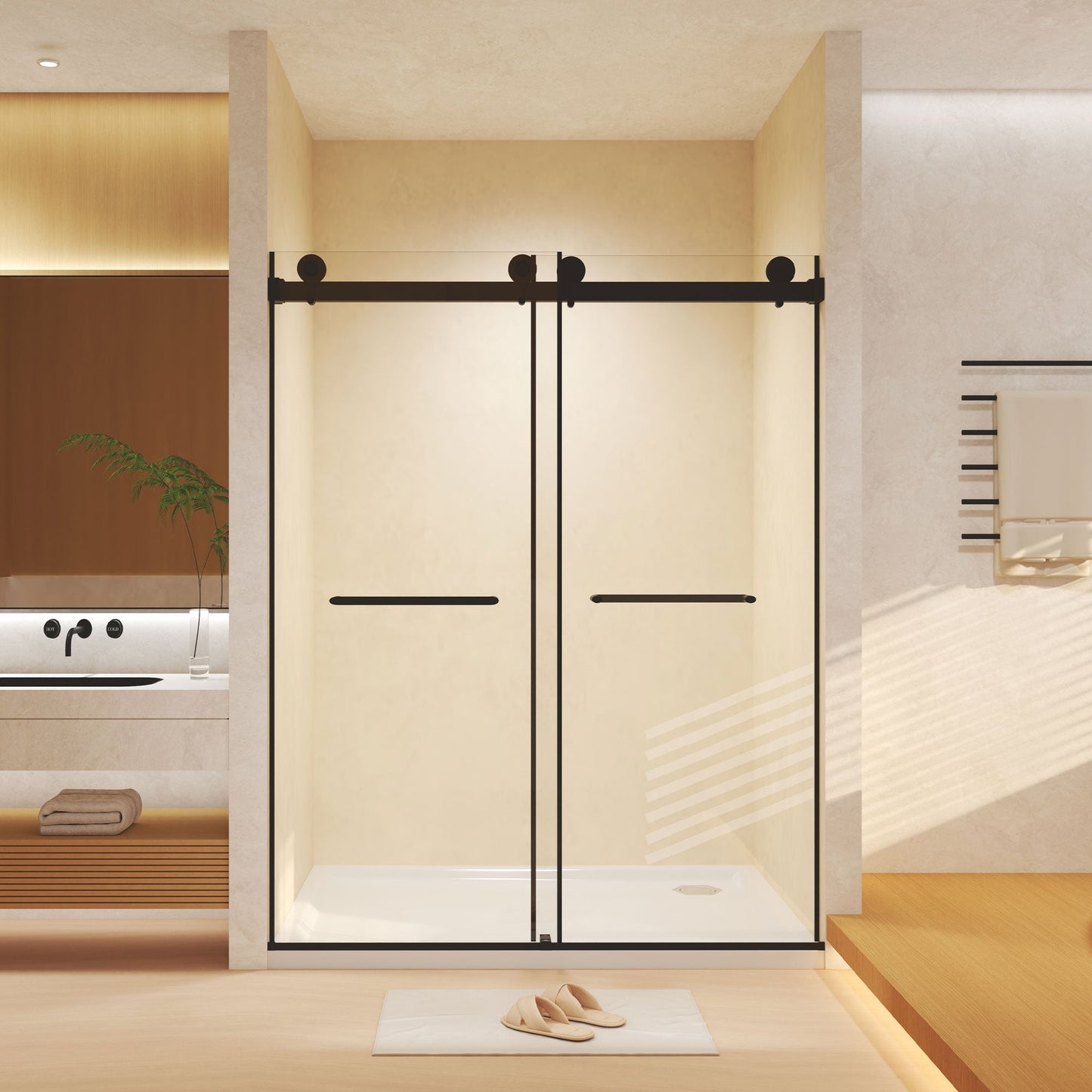 Frameless Double Sliding Shower Door 56-60" W x 74" H