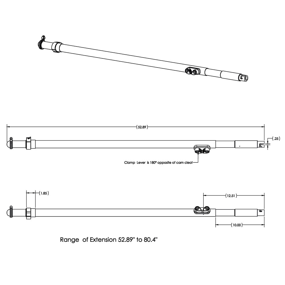 Mâts télescopiques en fibre de carbone TACO Tele-Sun avec sac de transport [T10-7005CF]
