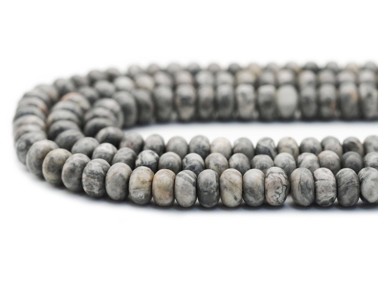 Genuine Map Jasper Rondelle Smooth Beads, 5x8mm, Sku#U1418