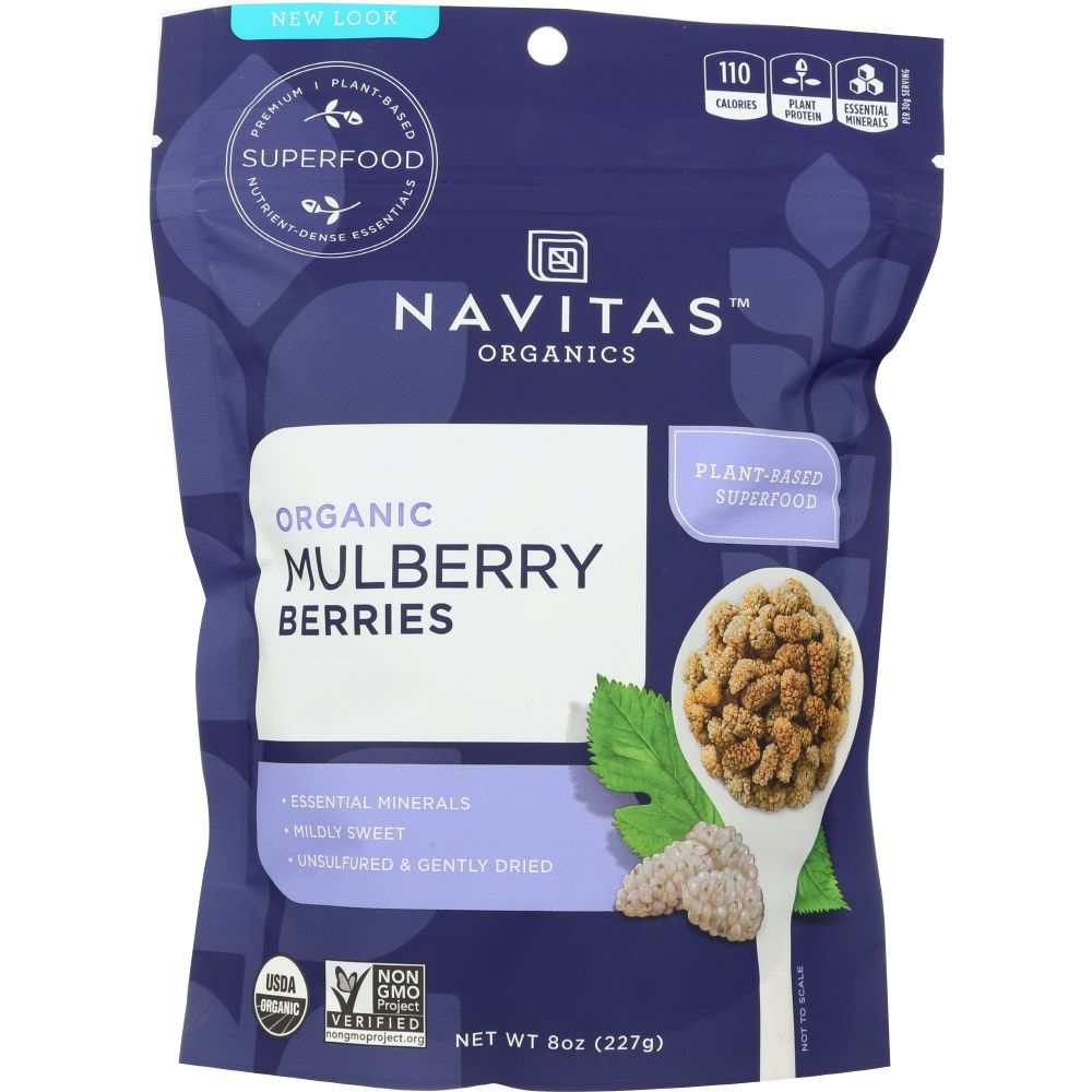 NAVITAS Organic Mulberry Berries 8 oz – Natural, Organic Superfruit Snack