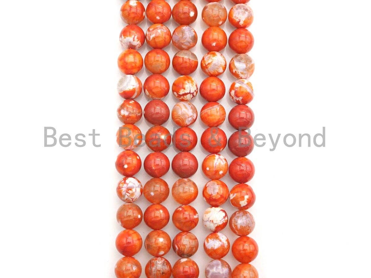Natural Orange Fire Agate Beads, 6mm/8mm/10mm Round Faceted Fire Agate Beads, 15.5" Full Strand, Sku#UA68
