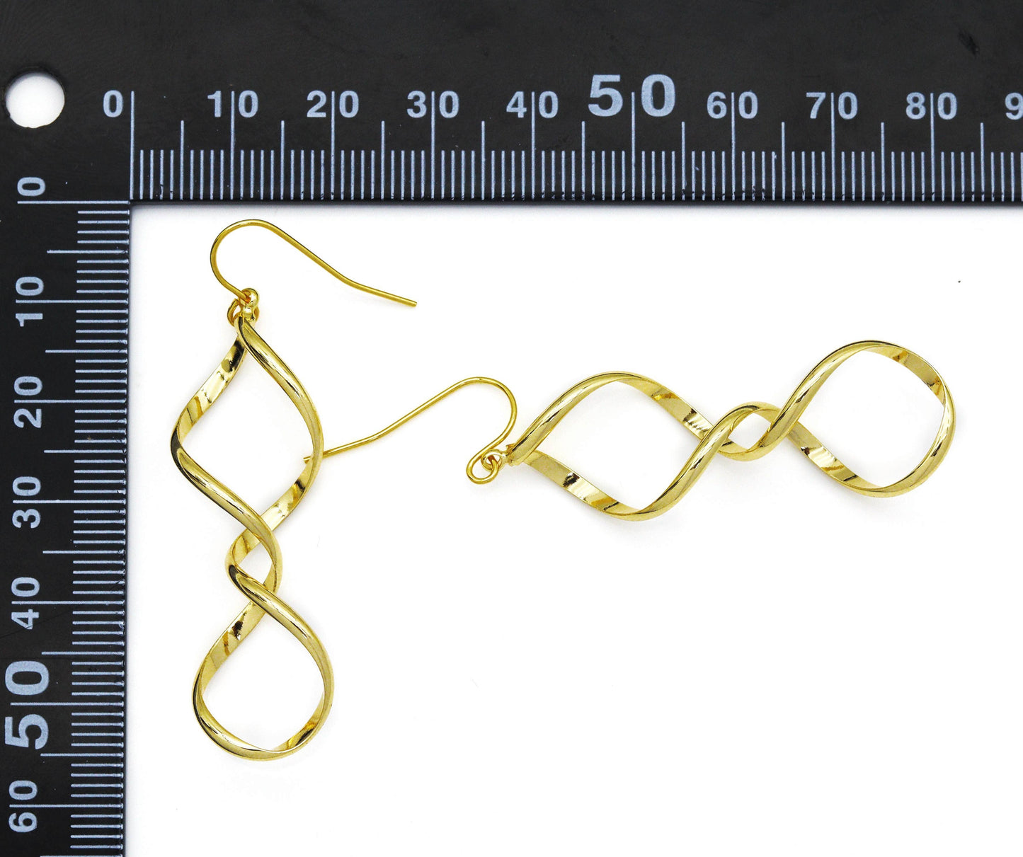 Gold Spiral Earrings, Twist Swirl Line earring, Sku#LX77