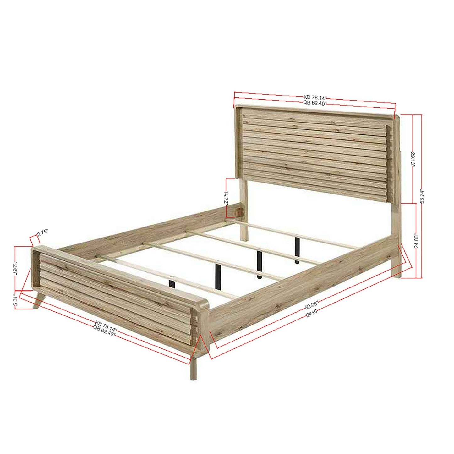 Panel Bed With Slatted Headboard And Footboard