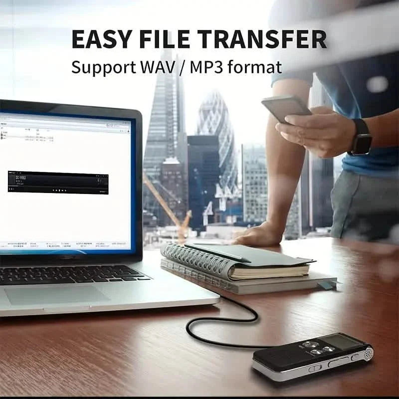 Enregistreur vocal numérique et lecteur MP3 8 Go – Audio portable pour les réunions et les conférences