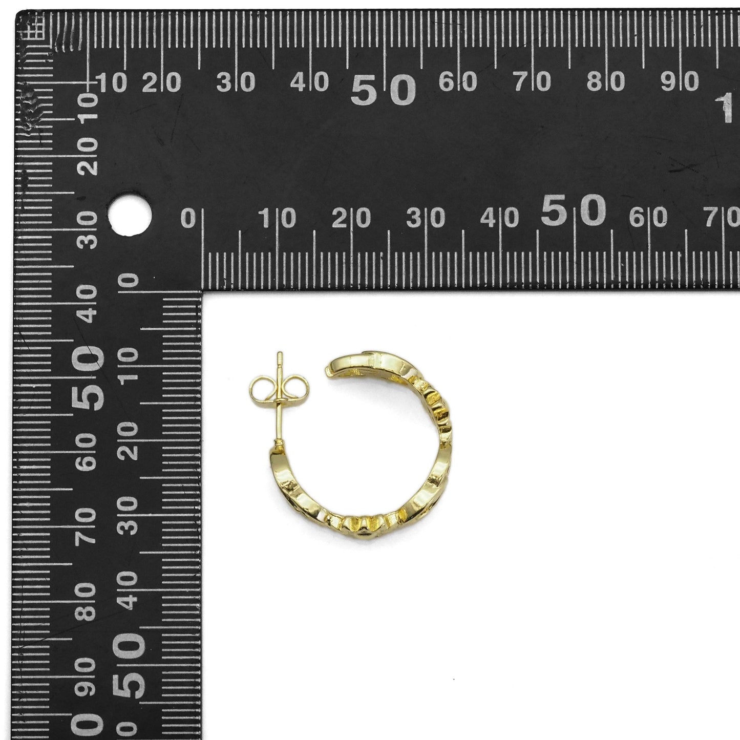 CZ Gold Daisy Flower Hoop Earrings, Sku#LK843