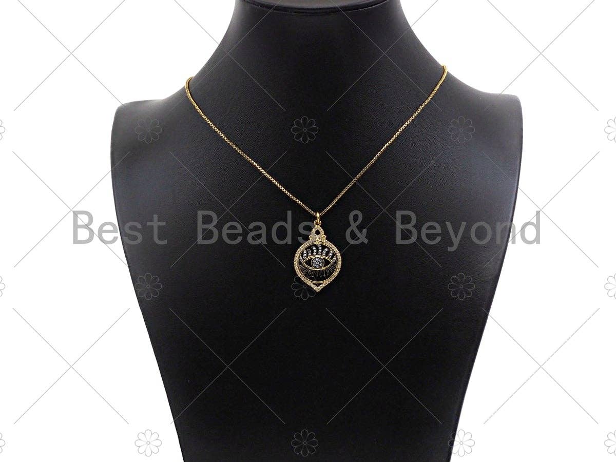Dual CZ Micro Pave Evil Eye Charm,  Sku#L515