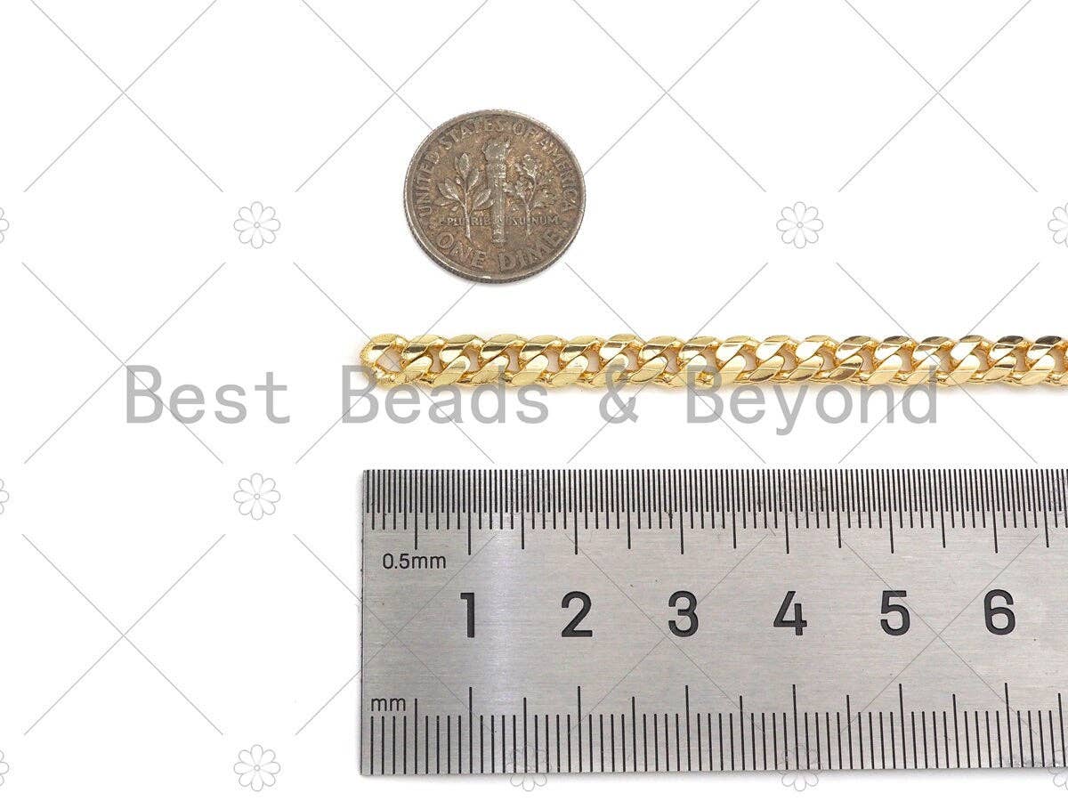 5x7mm High Quality Flat Curb Chain by Yard, 18K Real Gold plated Gold Plated Cuban Chain, Wholesale bulk Chain, sku#M396