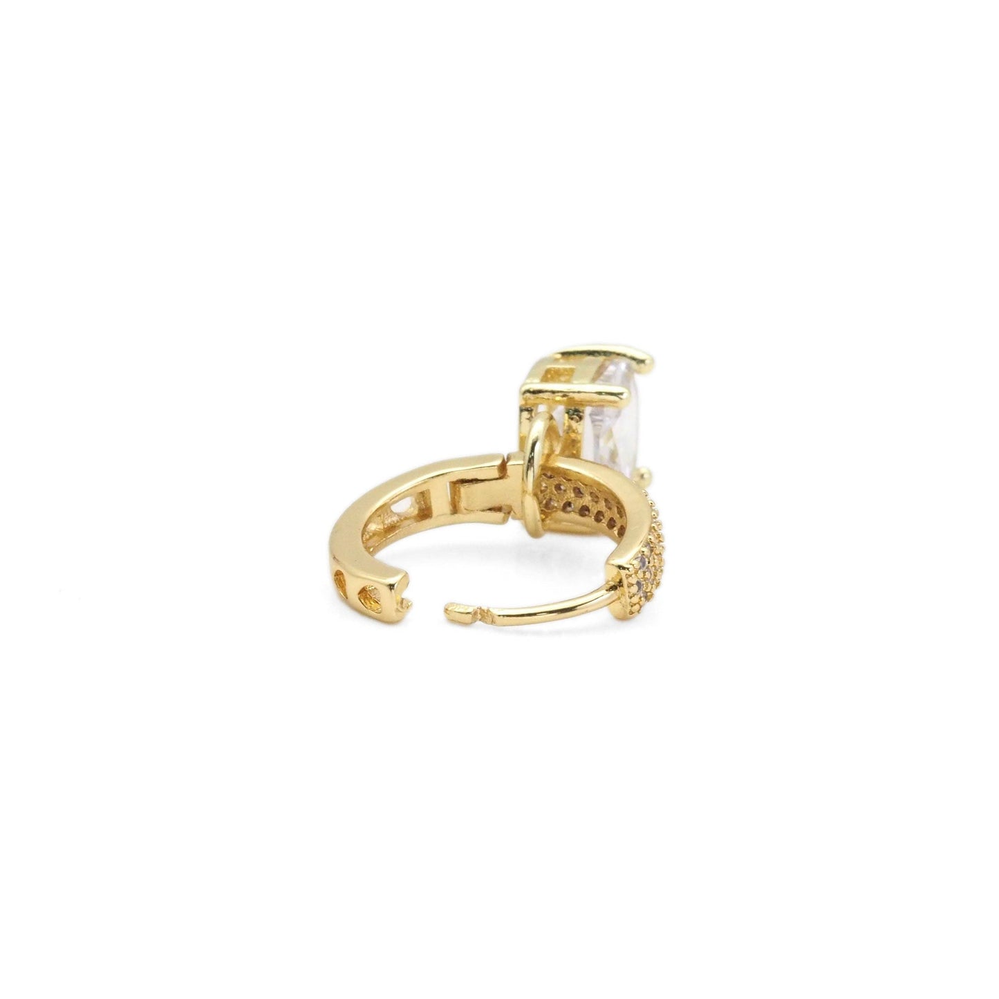 Big CZ Gold Hoop Earrings, Sku#LK833