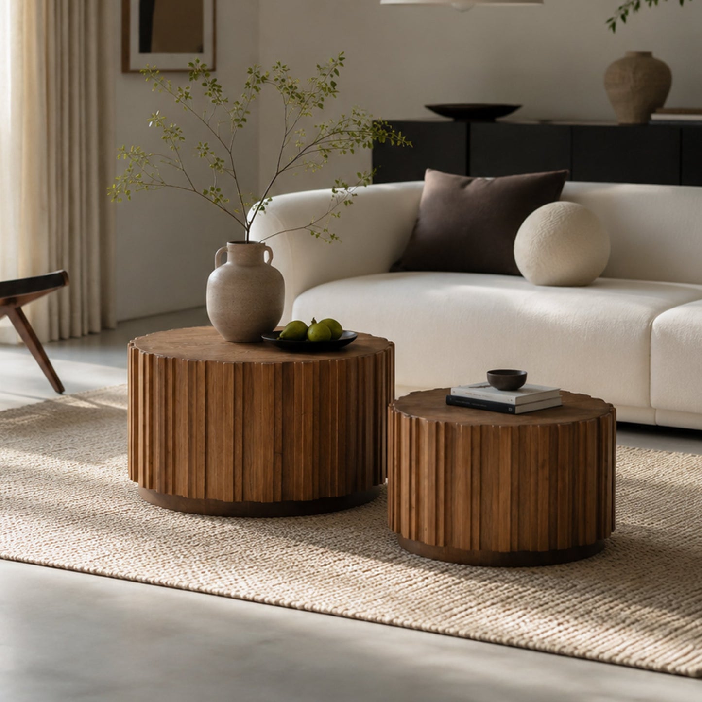 19.7"+27.5" Round Nesting Coffee Table Set of 2