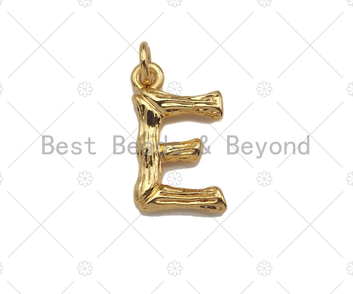Gold Bamboo Initial Charm, Alphabet Name Letter Charm,sku#L277C