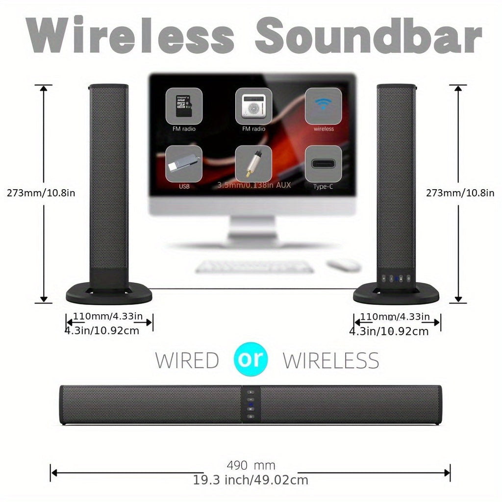 Barre de son sans fil pour TV – Haut-parleur Bluetooth détachable 2 en 1