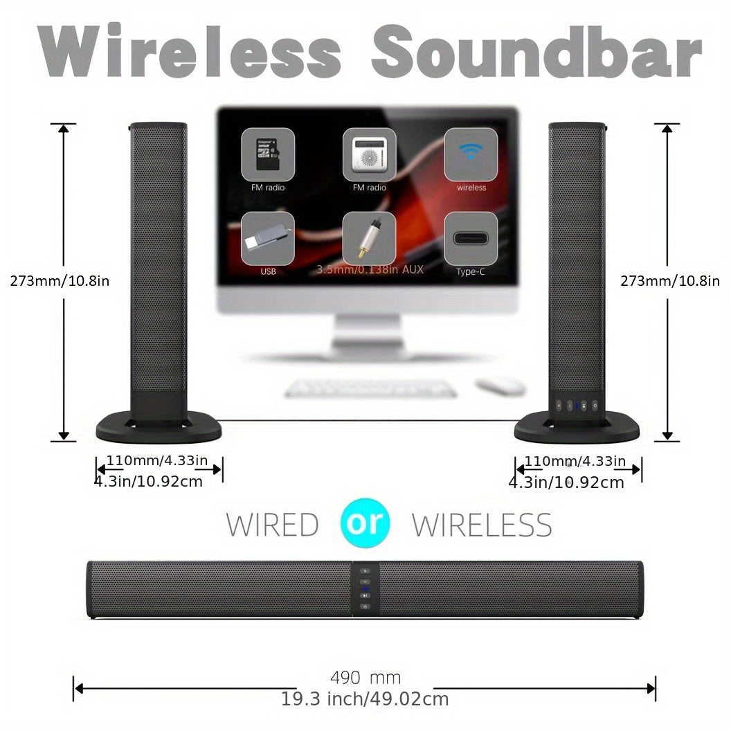 Barre de son sans fil pour TV – Haut-parleur Bluetooth détachable 2 en 1