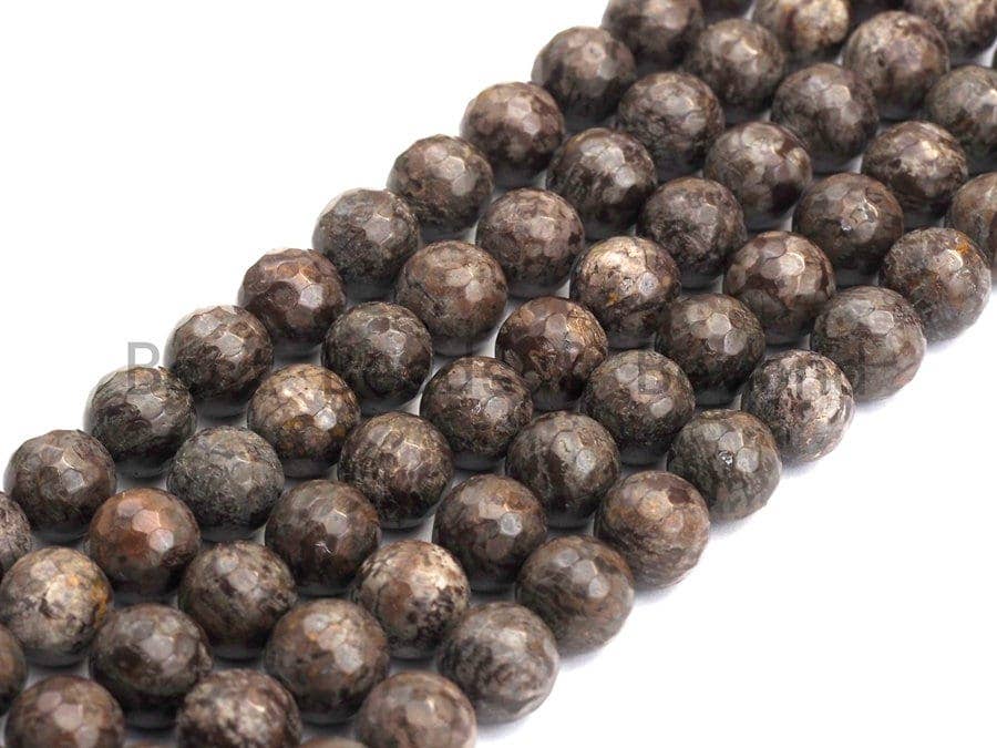 Natural Brown Color Snowflake Beads, Round Faceted 6mm/8mm/10mm/12mm, Snowflake Gemstone beads, 15.5" full strand, sku#U486