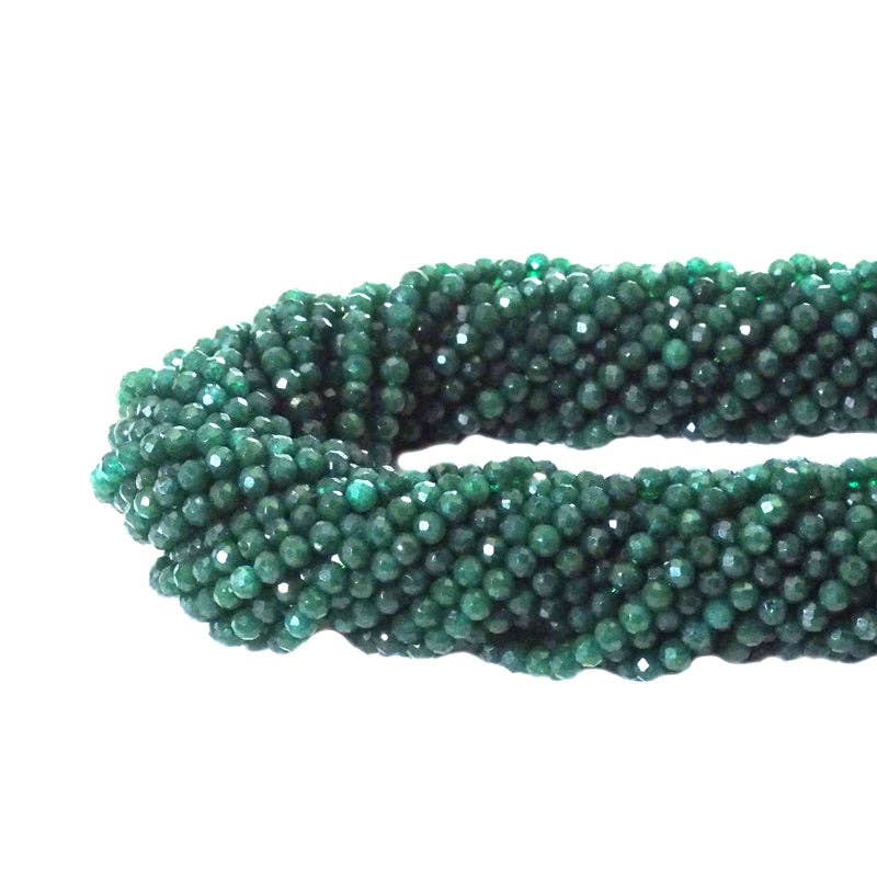 Emerald Jade Round Faceted Beads, 2mm/3mm, Sku#U1501
