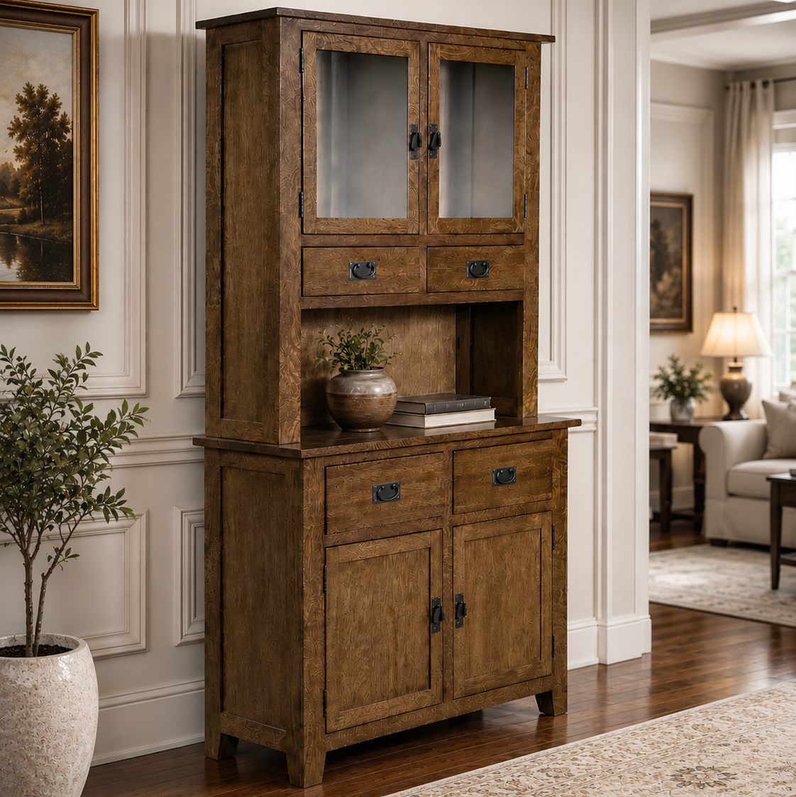 Mission 4 Door & 4 Drawer China Cabinet - Walnut - 42"W