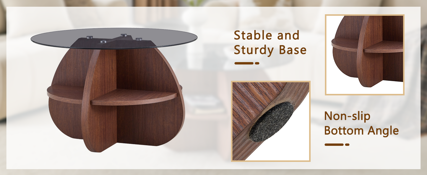 Creative Cross-Structure Round Coffee Table