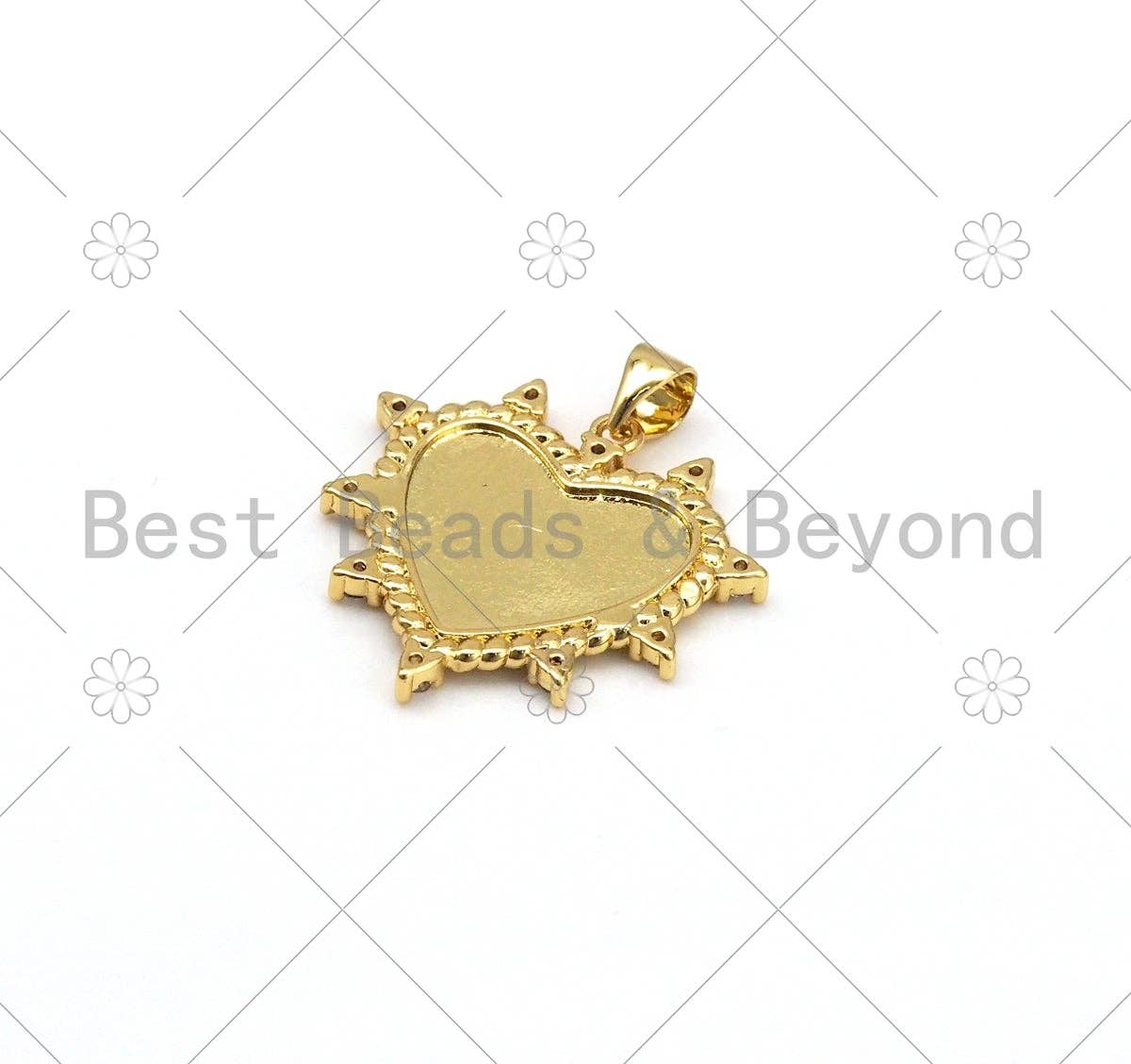 Enamel Colorful Heart with CZ Spike Pendant, Gold Filled Enamel Heart Charm,Enamel Jewelry Findings,25mm,Sku#LK422