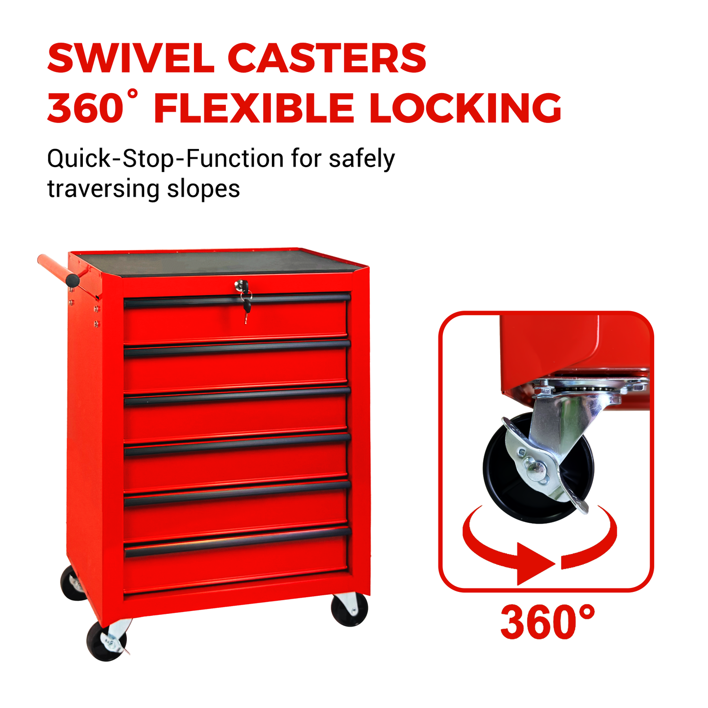 Rolling Metal Tool Chest with 6 Drawers