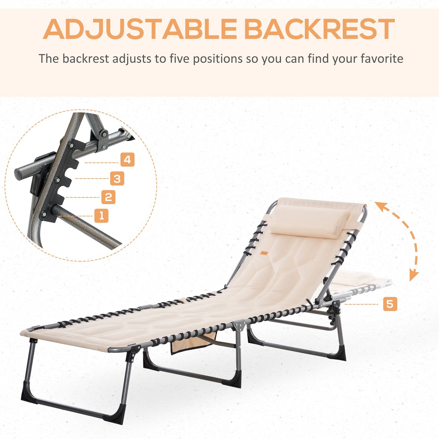 Outsunny Padded Folding Chaise Lounge Chair