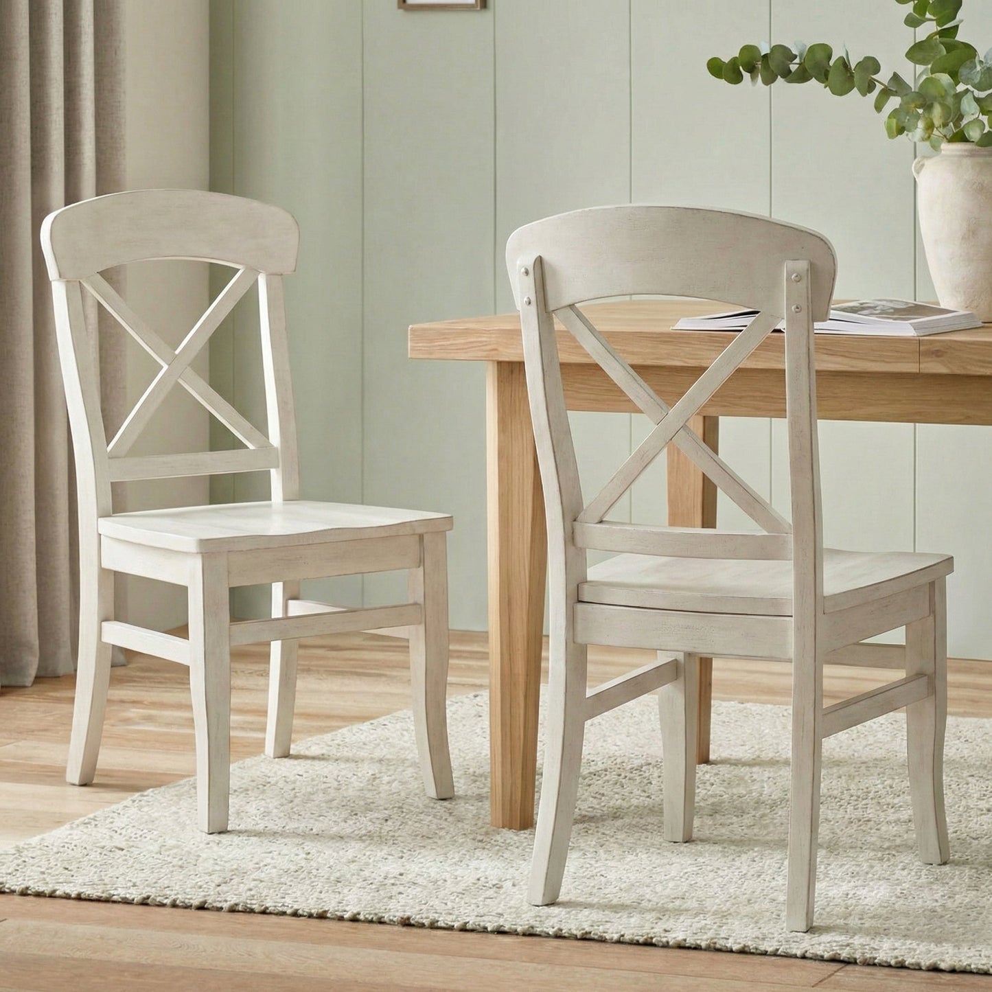 Harola Cross-back Dining Side Chairs in Set of 2, Smoky