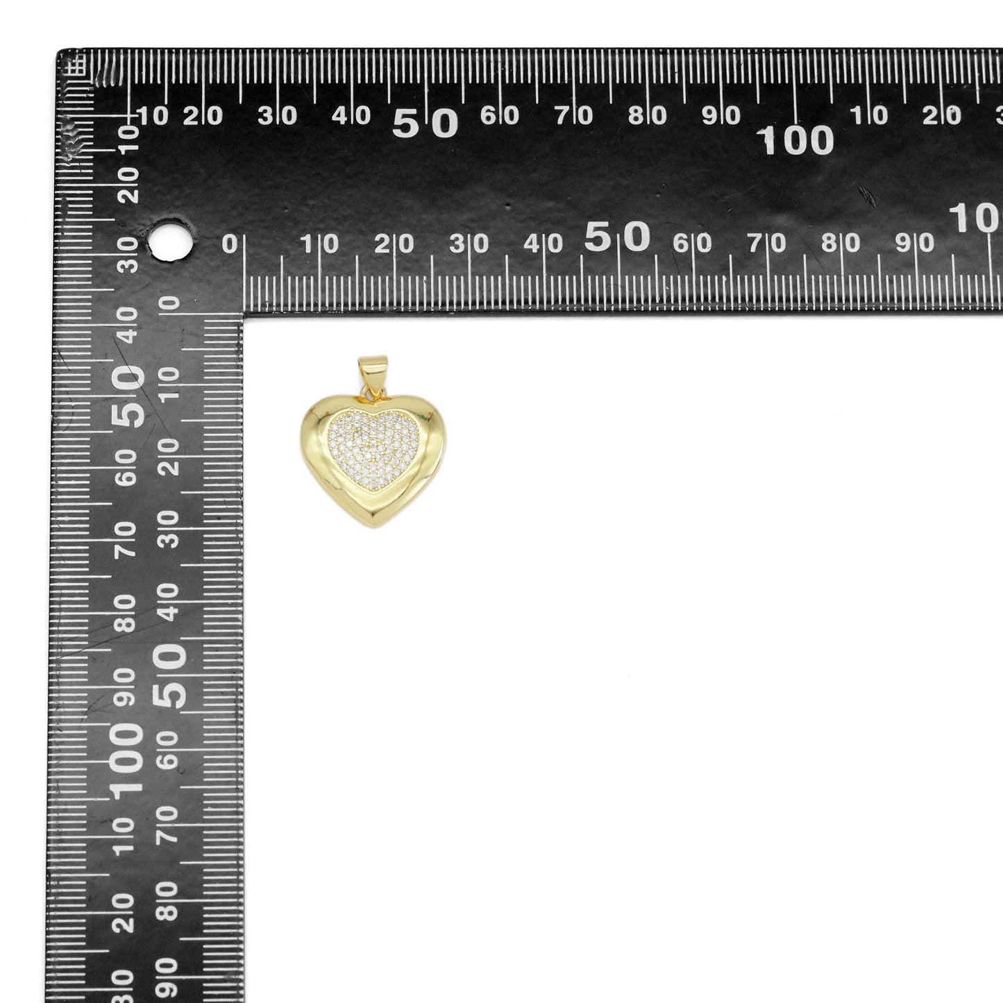 Gold Colorful CZ Heart Shape Charm, Sku#A165