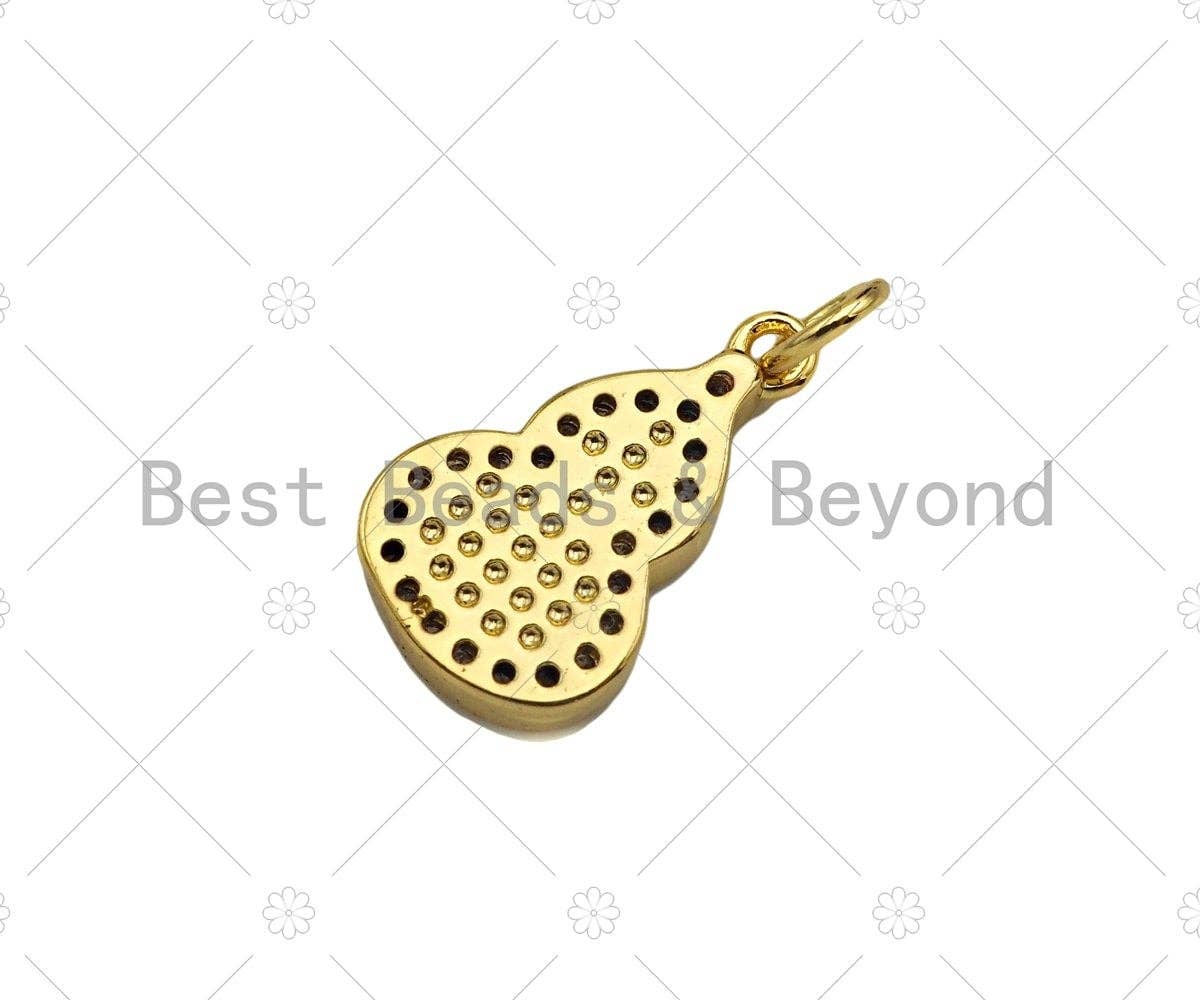 Enamel Pink/Red/Black/White Gourd Shape Pendant,CZ Micro Pave 18K Gold Enamel Charm,Enamel Jewelry,10x17mm,Sku#LK305