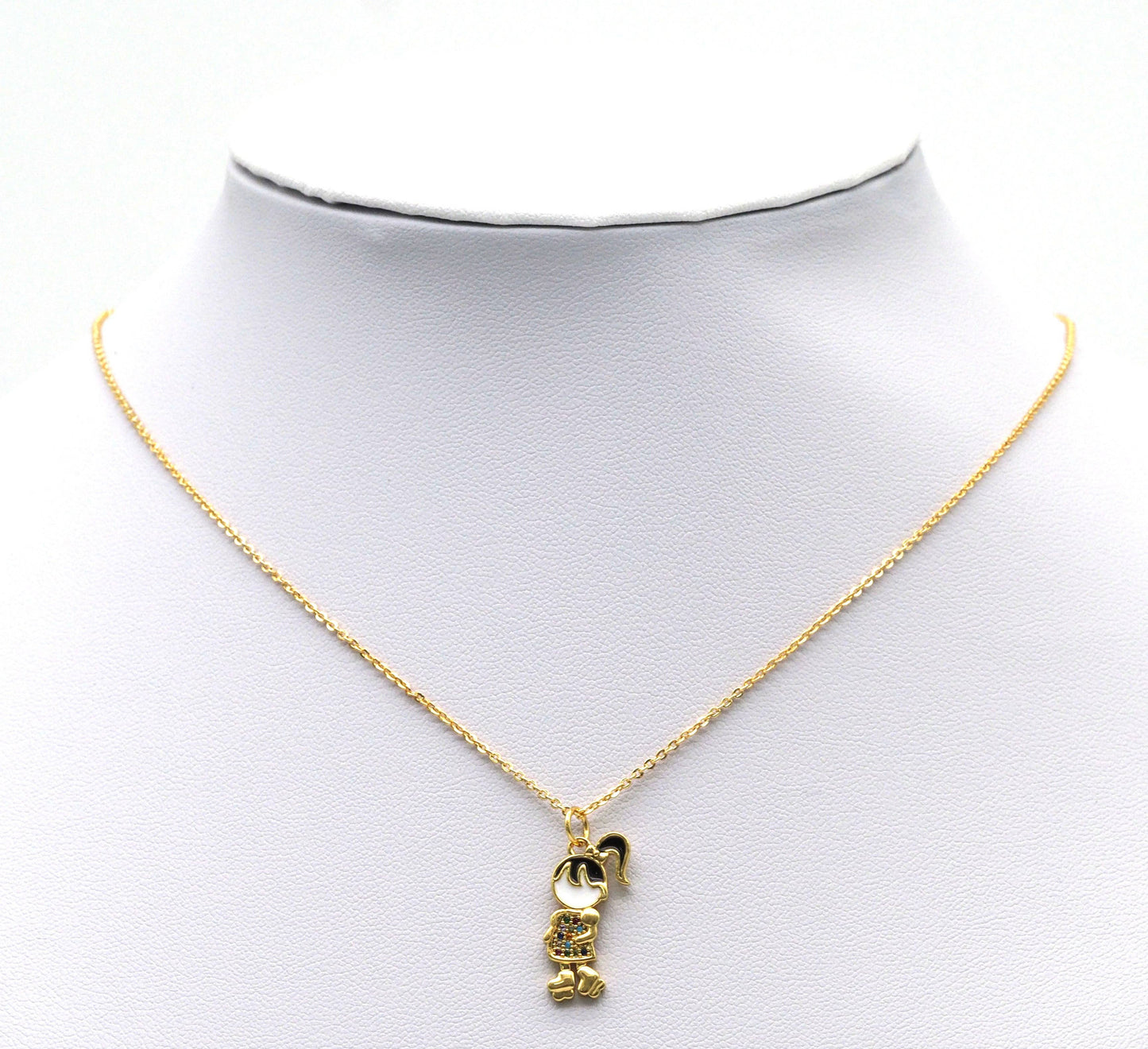 Gold Colorful CZ Enamel Girl Charm, Sku#Y737