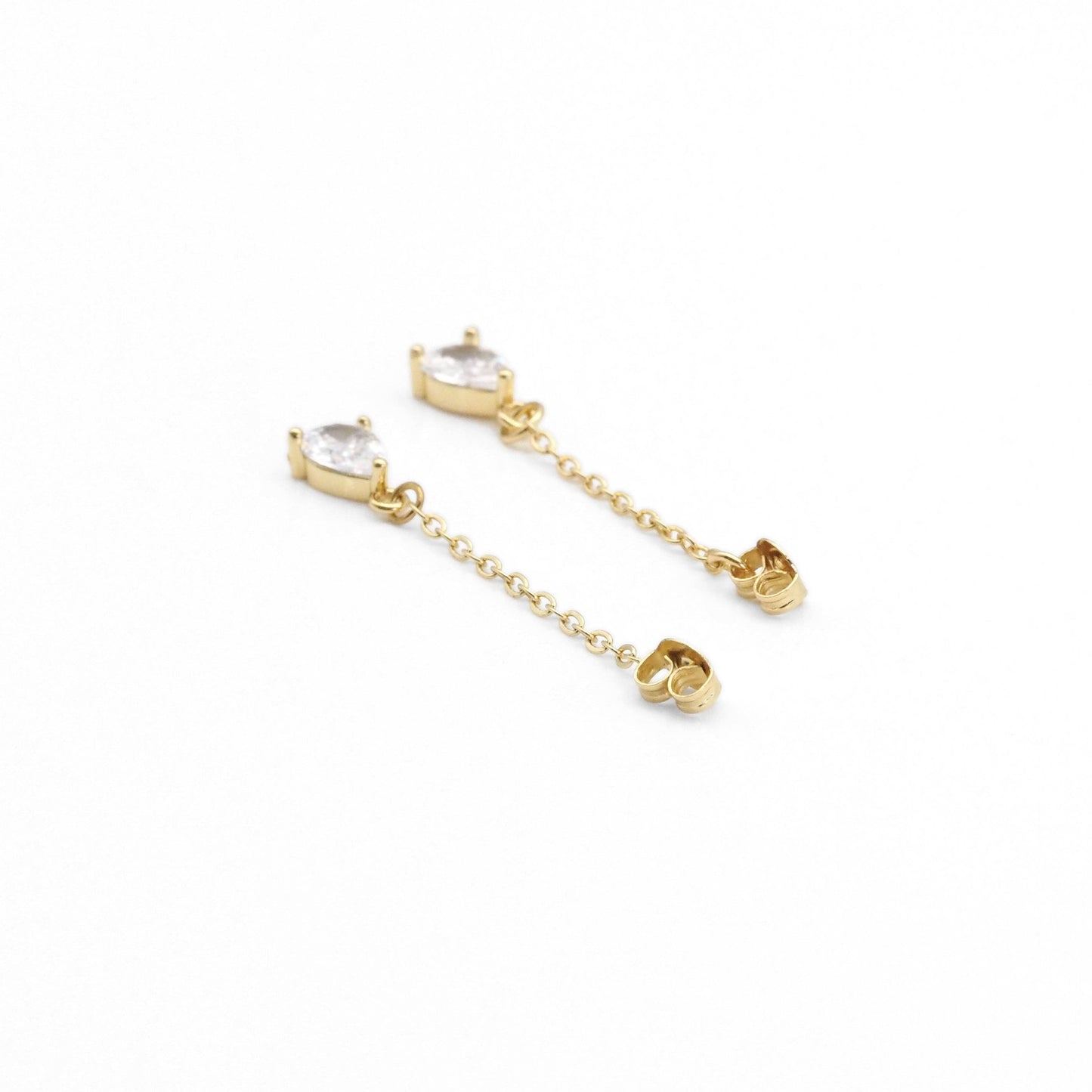 Teardrop CZ Gold Dangle Link for Stud earrings, Sku#LK832