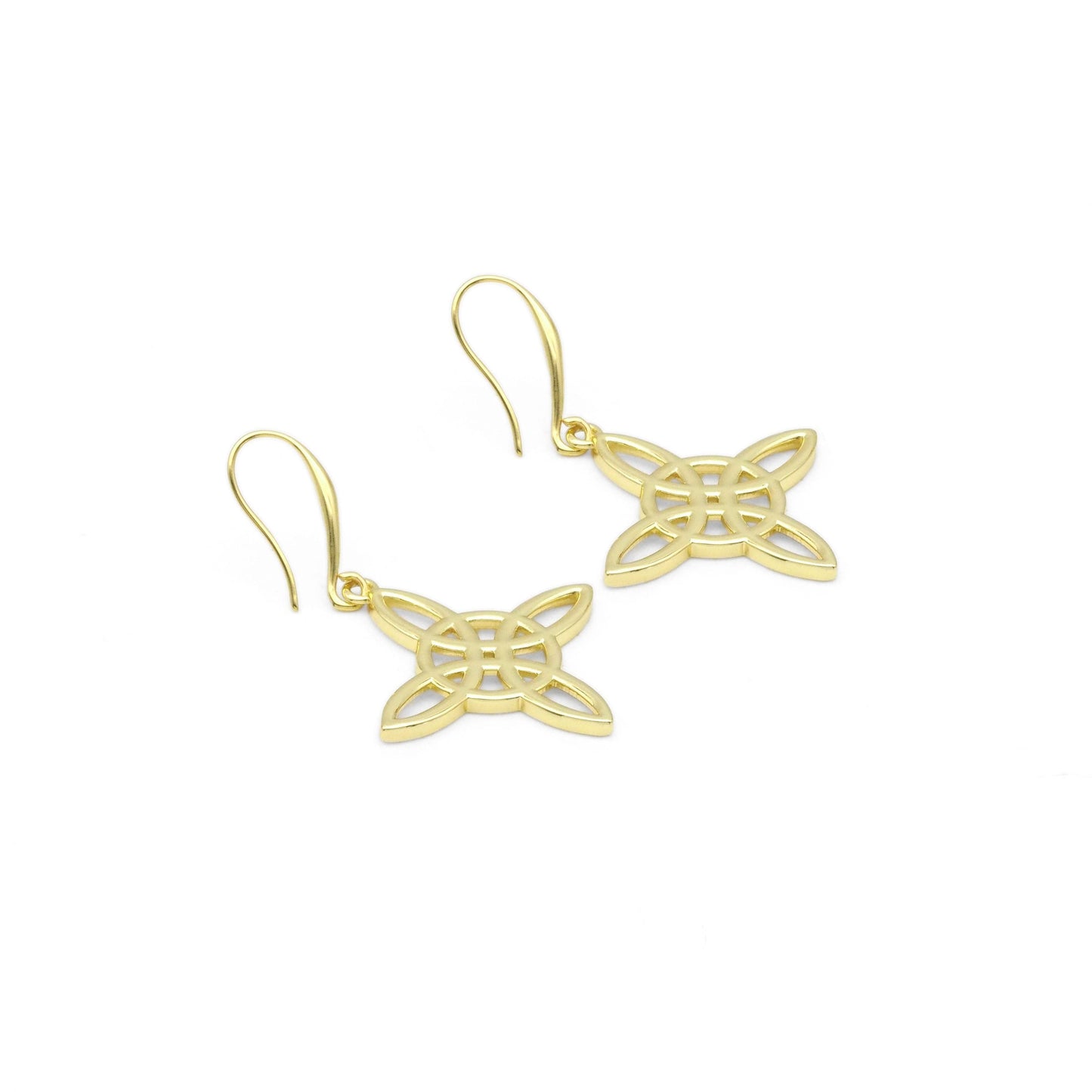 Gold Chinese Knot Filigree Dangle Earrings, Sku#EF345